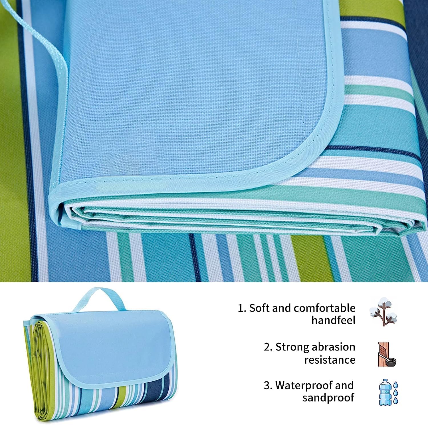 Oxsam Picnic Blanket Waterproof Beach Rug 200150Cm Large Beach Picnic Mat With Portable Handy Tote For Travel Sports Home Yoga P